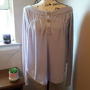 NWT FREE PEOPLE LILAC THERMAL HENLEY TOP SMALL